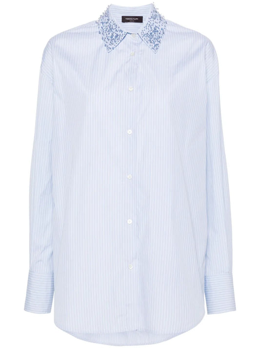 Crystal-Embellished Striped Shirt