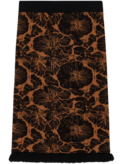 Floral-Intarsia Pencil Skirt