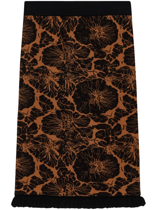 Floral-Intarsia Pencil Skirt