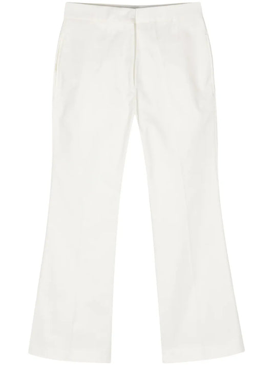 Mid-Rise Flared Gabardine Trousers