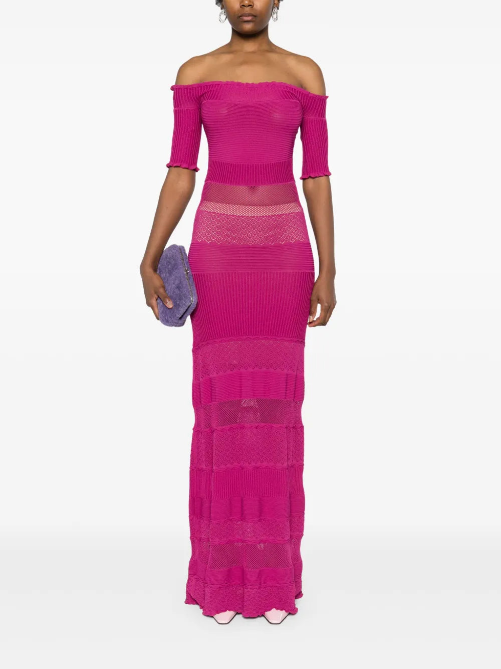 Off-Shoulder Knitted Long Dress