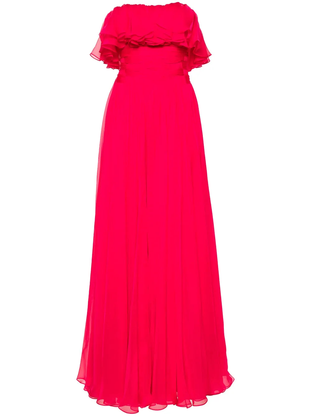 Strapless Ruffled Gown