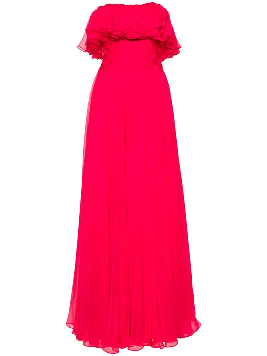 Strapless Ruffled Gown
