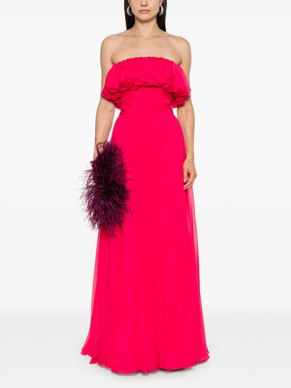 Strapless Ruffled Gown