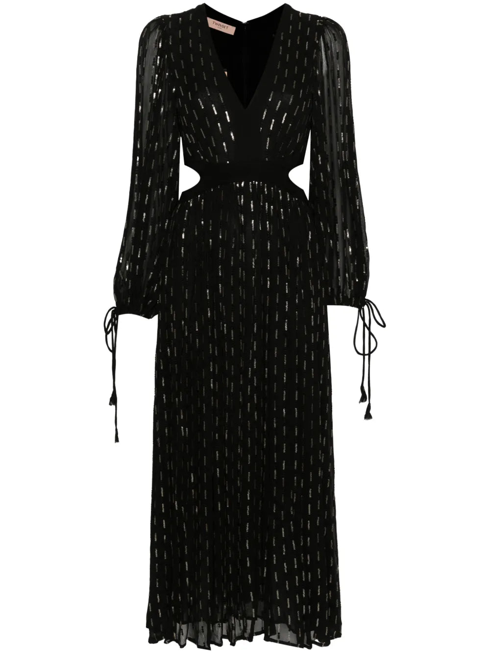 Sequin-Embellished Georgette Midi Dress