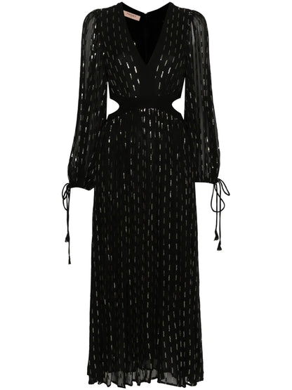 Sequin-Embellished Georgette Midi Dress