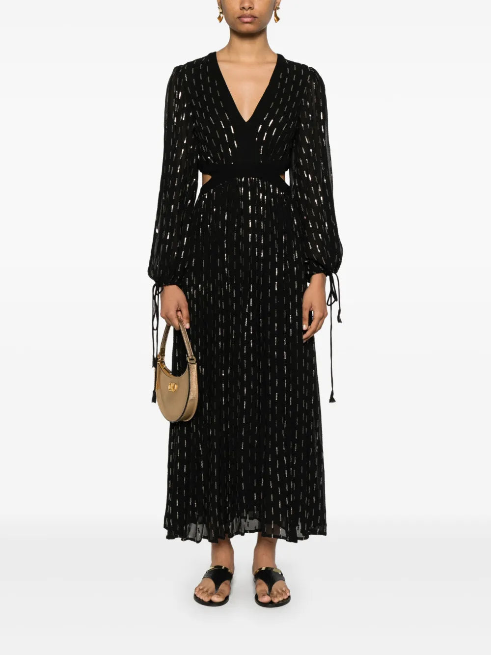 Sequin-Embellished Georgette Midi Dress