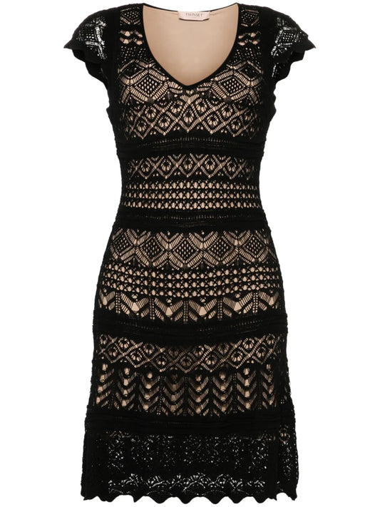 V-Neck Knitted Dress