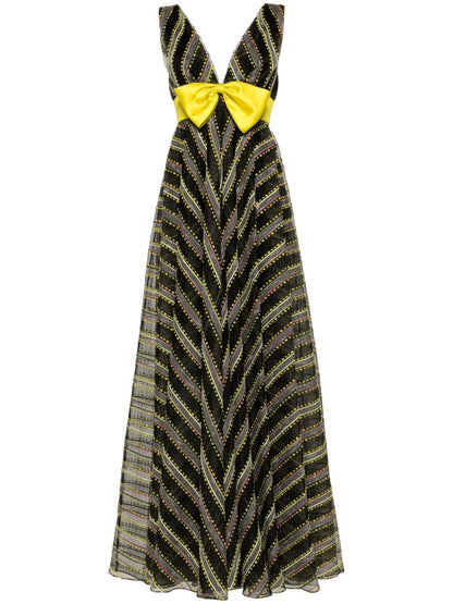 Striped Sleeveless Gown