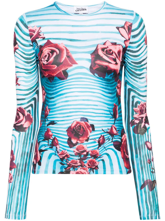 Morphing Floral-Print Top