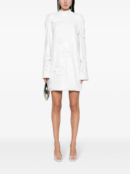 Floral-Appliqué Sequin Minidress