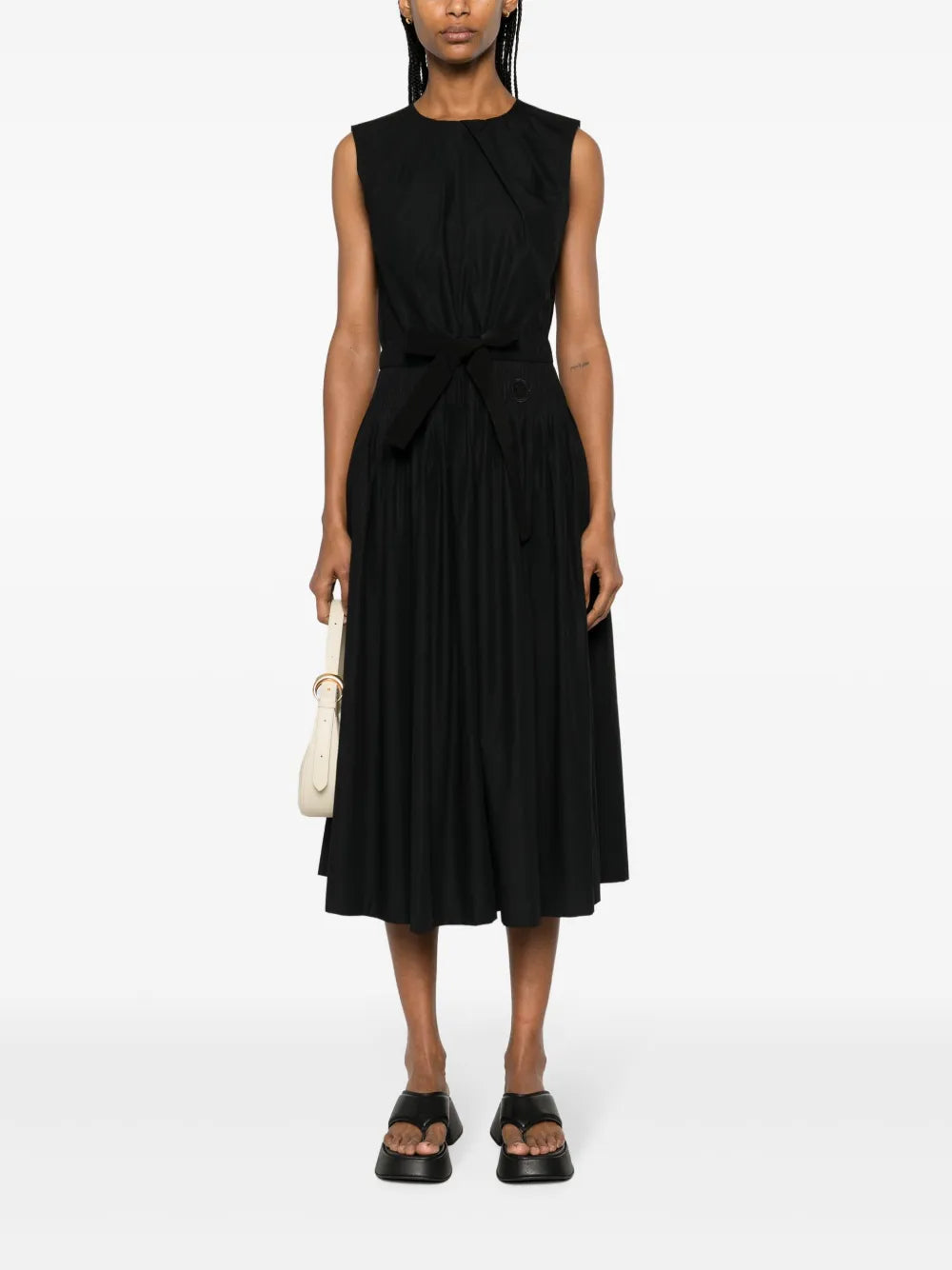 Pleated Taffeta Midi Dress