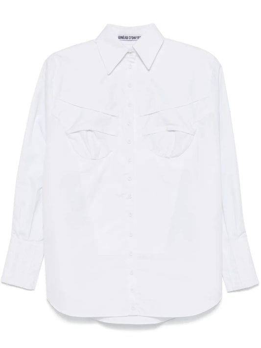 Bib-Detail Cotton Shirt