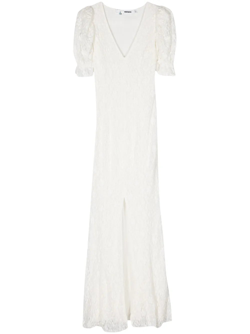 Puffy-Sleeve Lace Maxi Dress