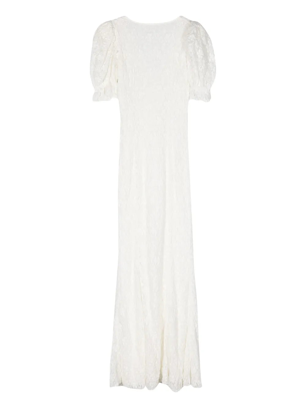 Puffy-Sleeve Lace Maxi Dress