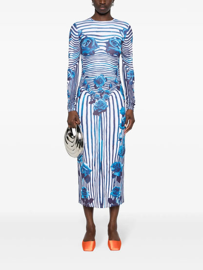 Flower Body Morphing Midi Dress