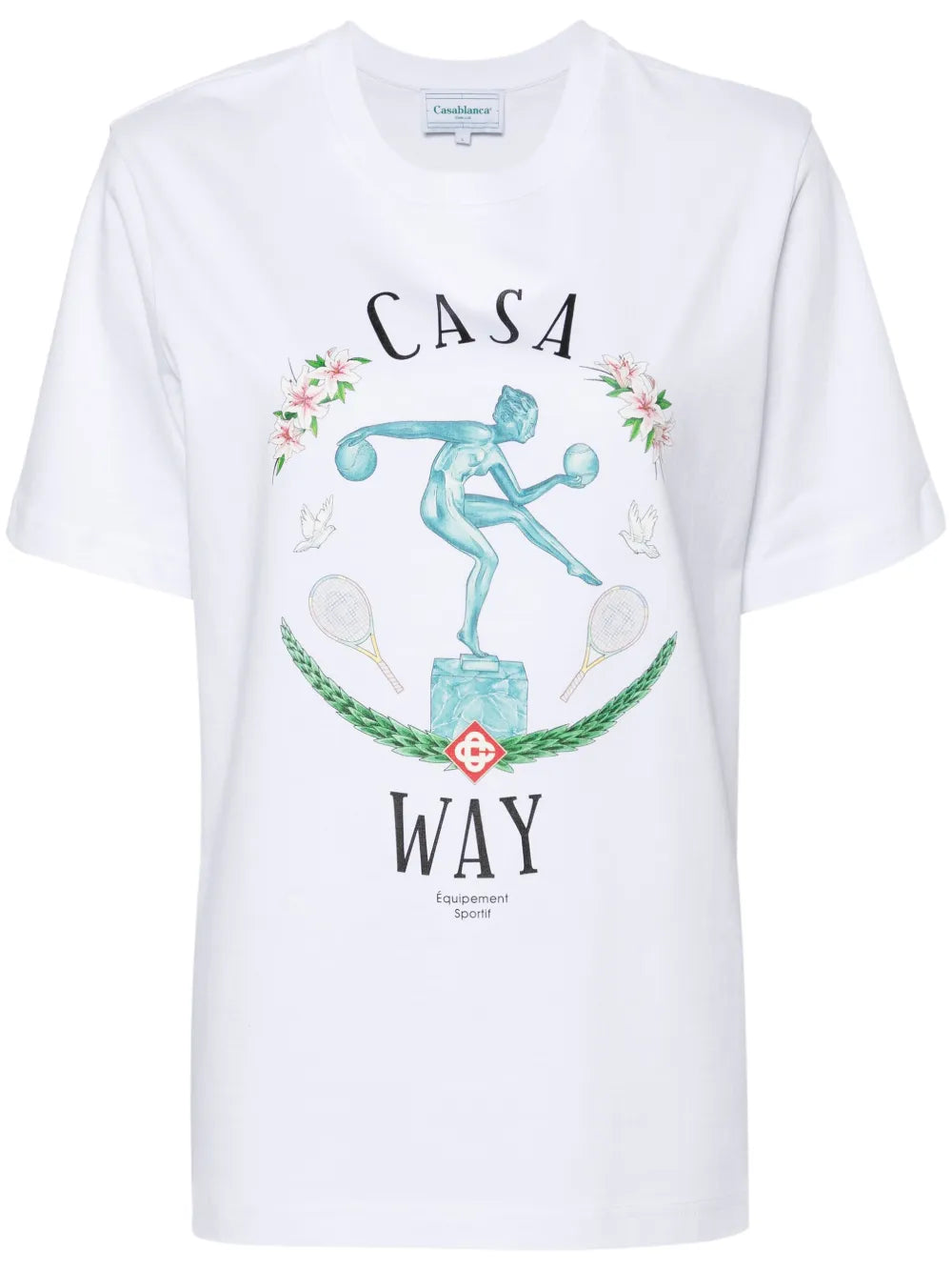 Statue En Marbre-Print Cotton T-Shirt