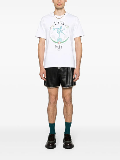 Statue En Marbre-Print Cotton T-Shirt