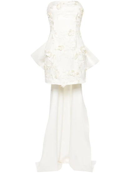 Floral-Appliqué Tulle Minidress