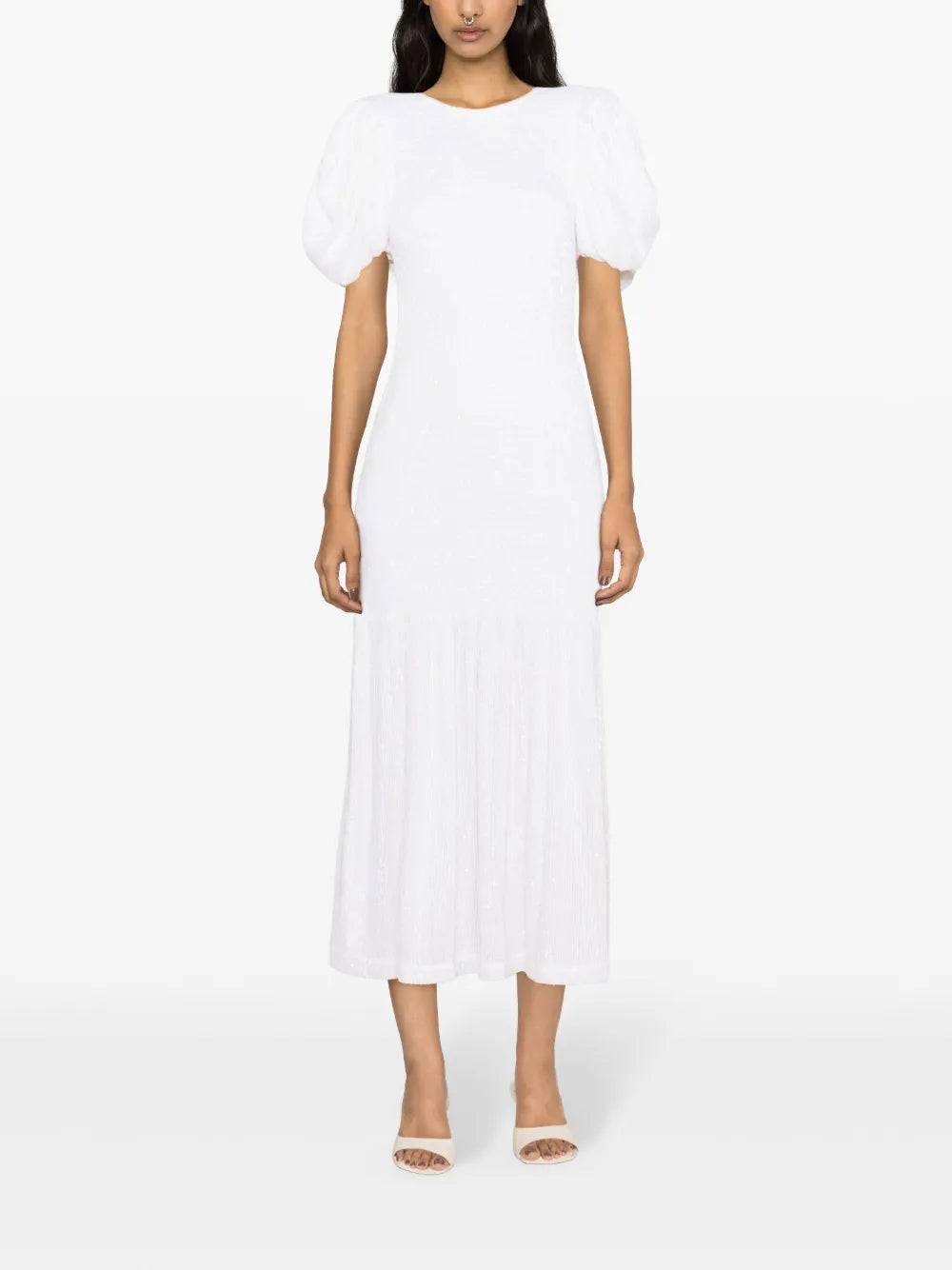 Sequinned Puff-Sleeve Maxi Dress