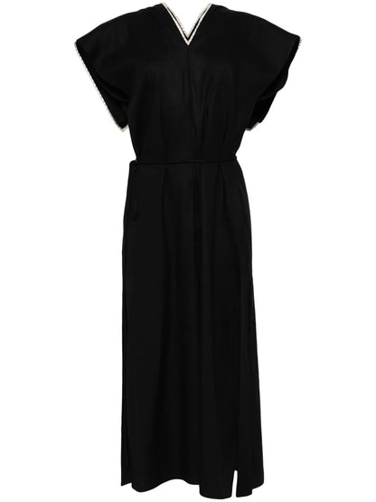 Whipstich-Trim Midi Dress