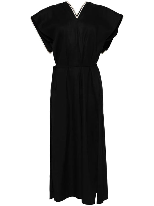 Whipstich-Trim Midi Dress