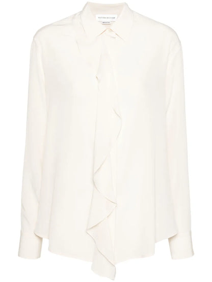 Ruffle-Detail Silk Blouse