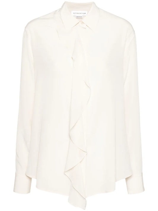 Ruffle-Detail Silk Blouse
