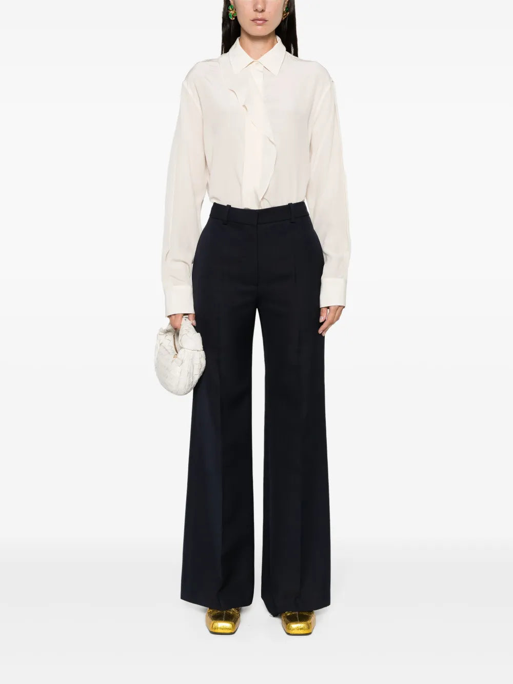 Ruffle-Detail Silk Blouse