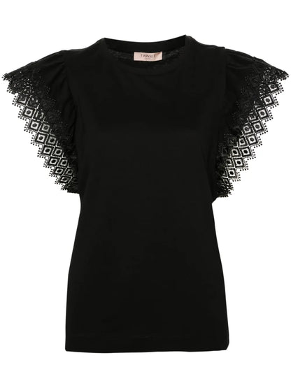 Embroidered-Sleeves Cotton Blouse