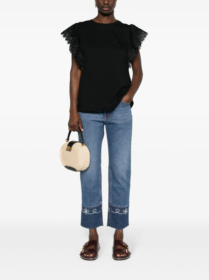 Embroidered-Sleeves Cotton Blouse