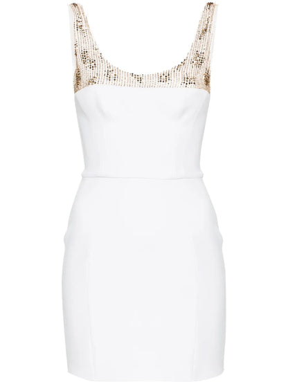 Beaded Crepe Mini Dress