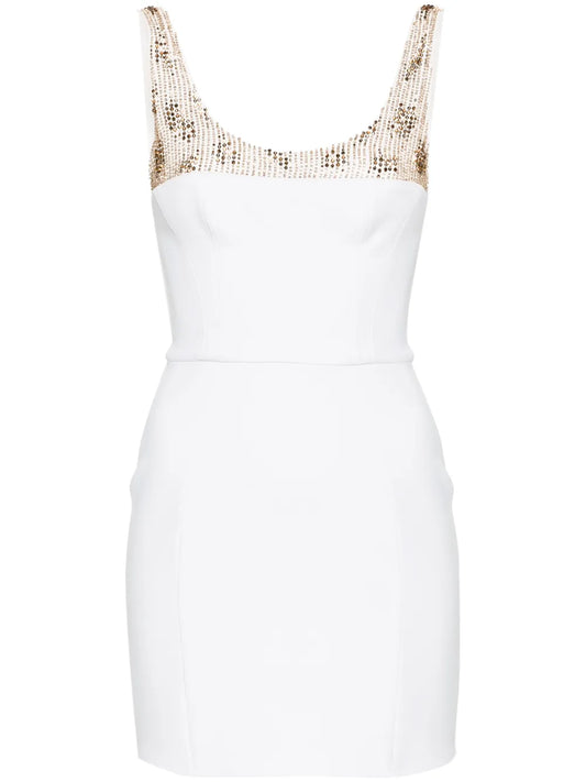 Beaded Crepe Mini Dress