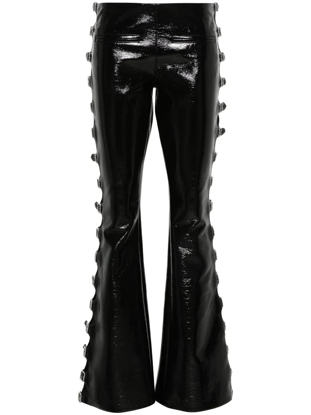 Patent-Finish Flared Trousers