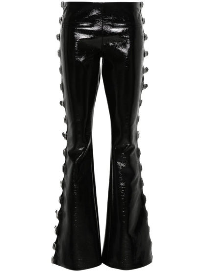 Patent-Finish Flared Trousers