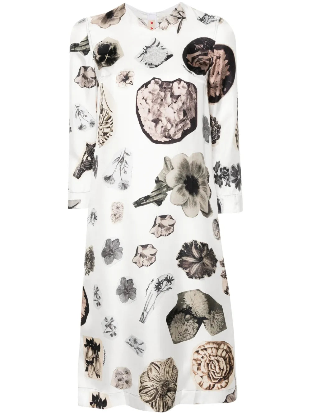 Floral Collage-Print Silk Dress