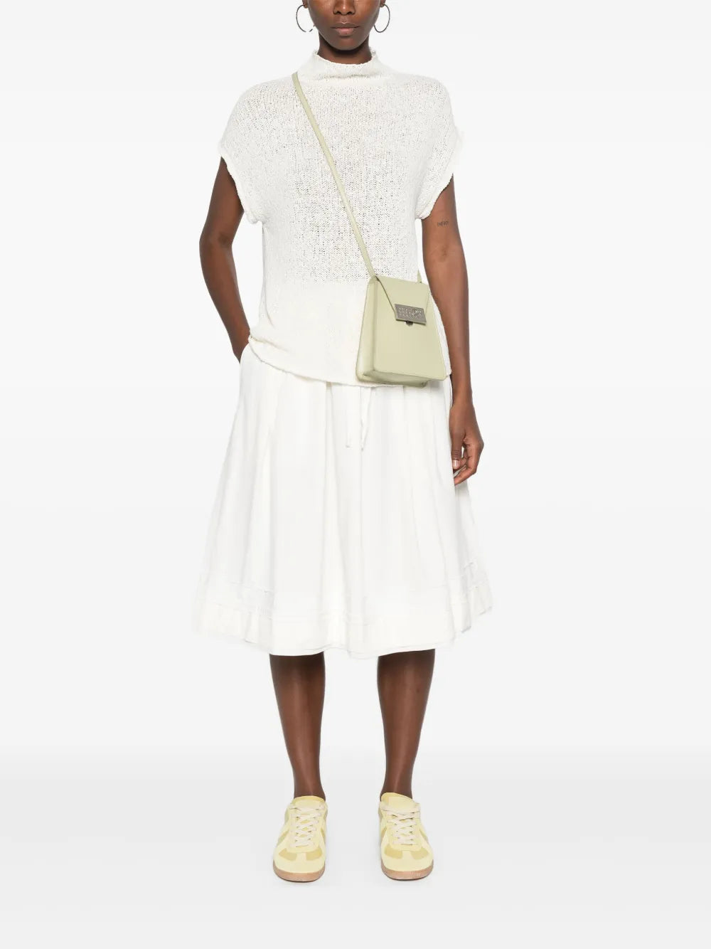 Drawstring-Waist Knee-Length Skirt