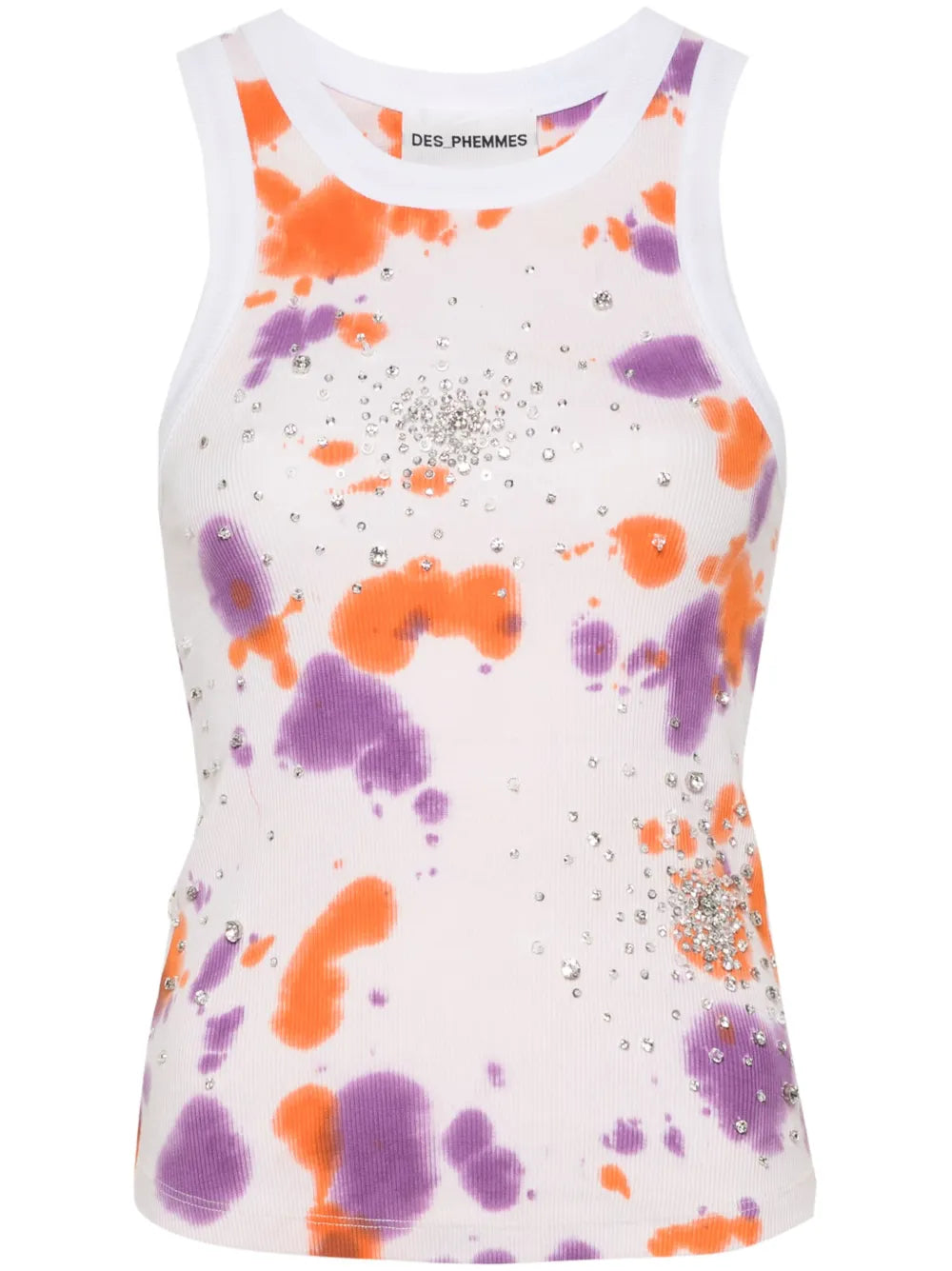 Crystal-Embellished Tie-Dye Top