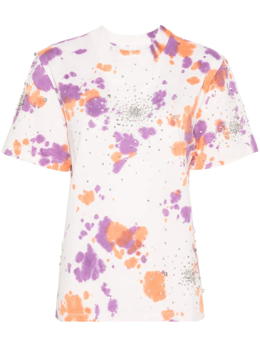 Crystal-Embellished Tie-Dye T-Shirt