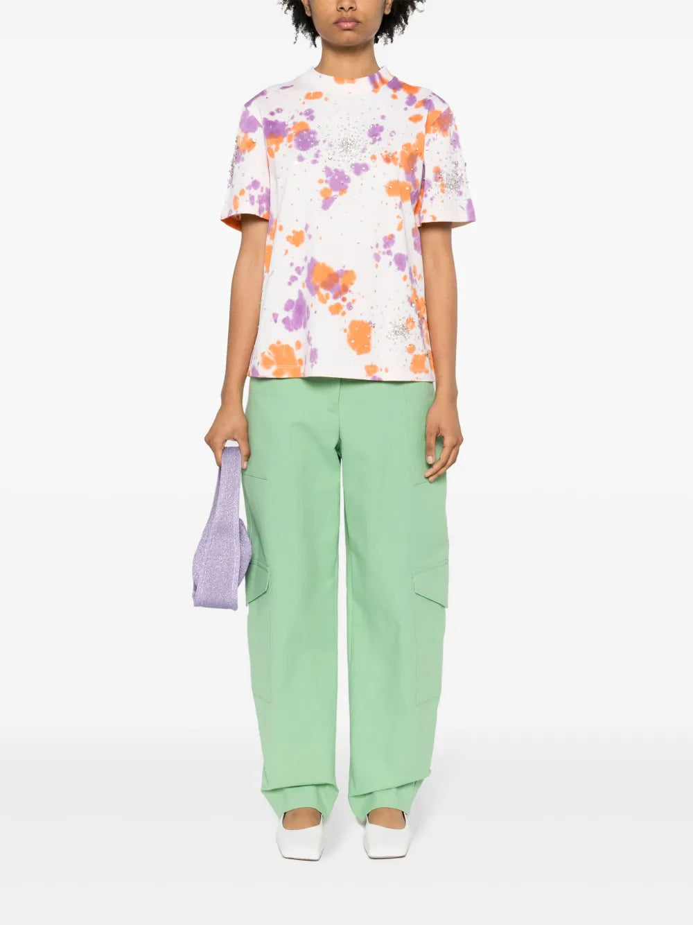 Crystal-Embellished Tie-Dye T-Shirt