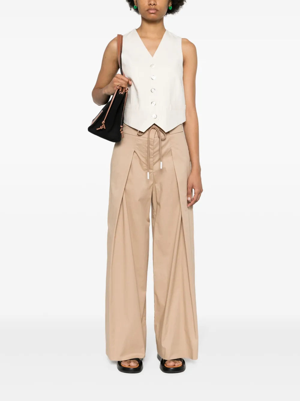 Pleat-Detail Wide-Leg Trousers