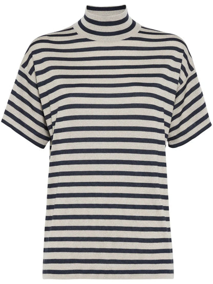 Striped Fine-Knit Top
