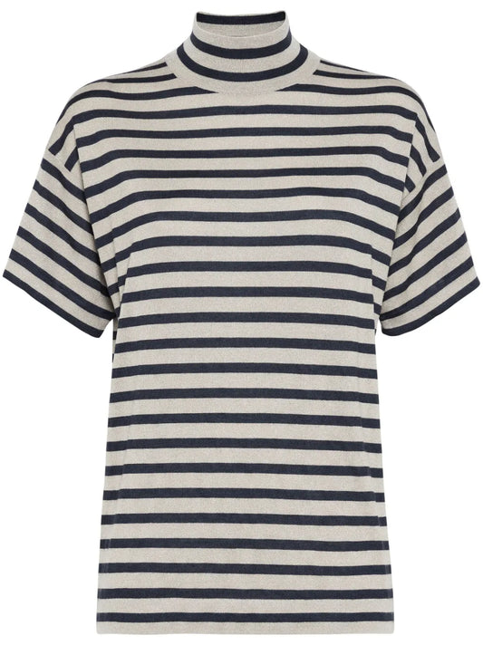 Striped Fine-Knit Top