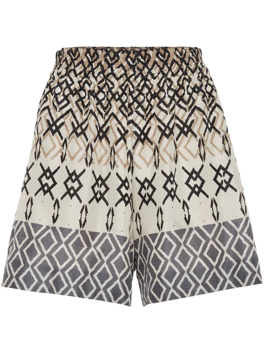 Geometric-Pattern Silk Shorts