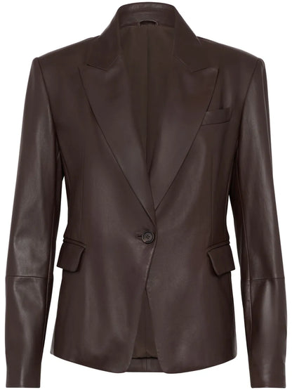 Embellished Leather Blazer