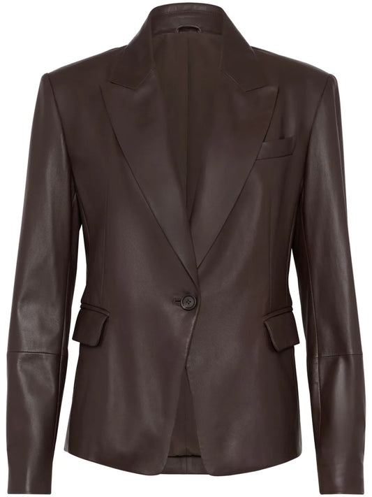 Embellished Leather Blazer