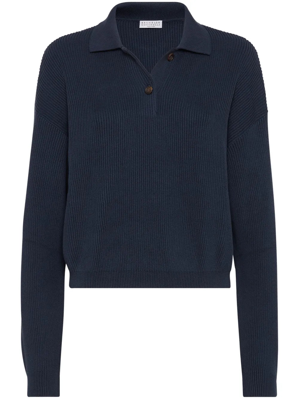 Ribbed-Knit Cotton Polo Shirt