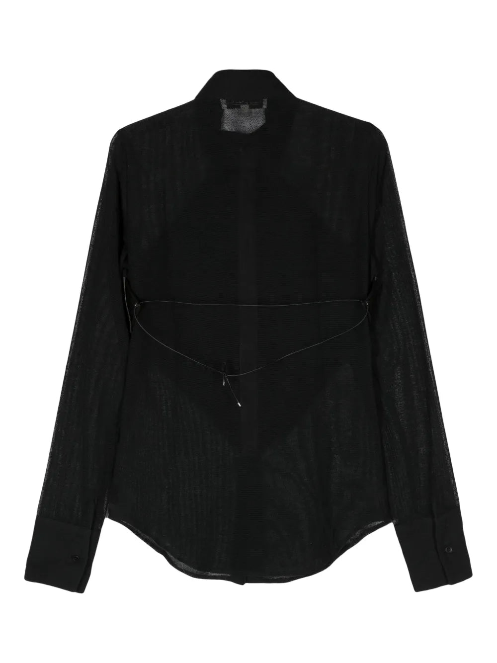 Contrasting-Panels Semi-Sheer Shirt