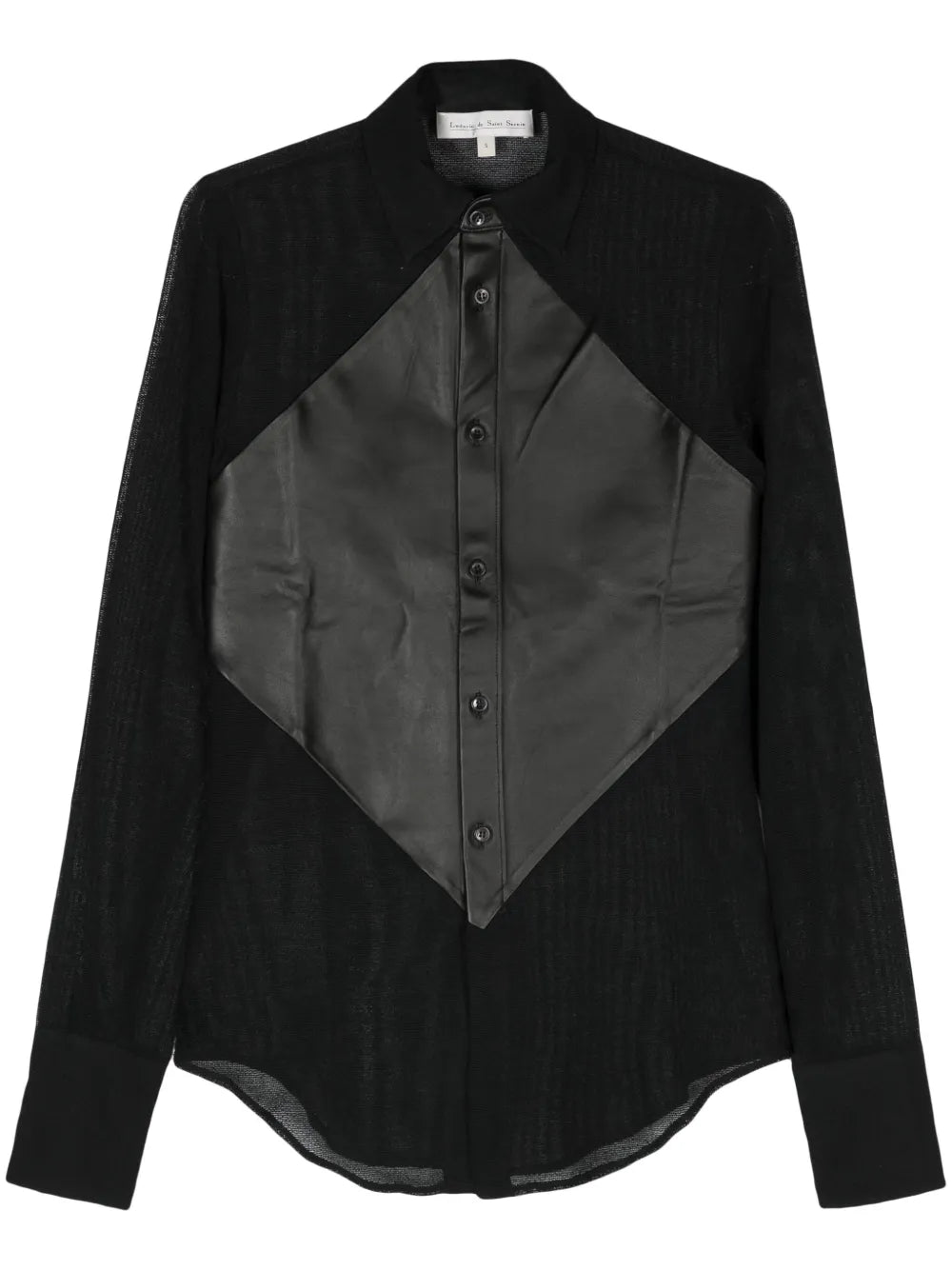Contrasting-Panels Semi-Sheer Shirt