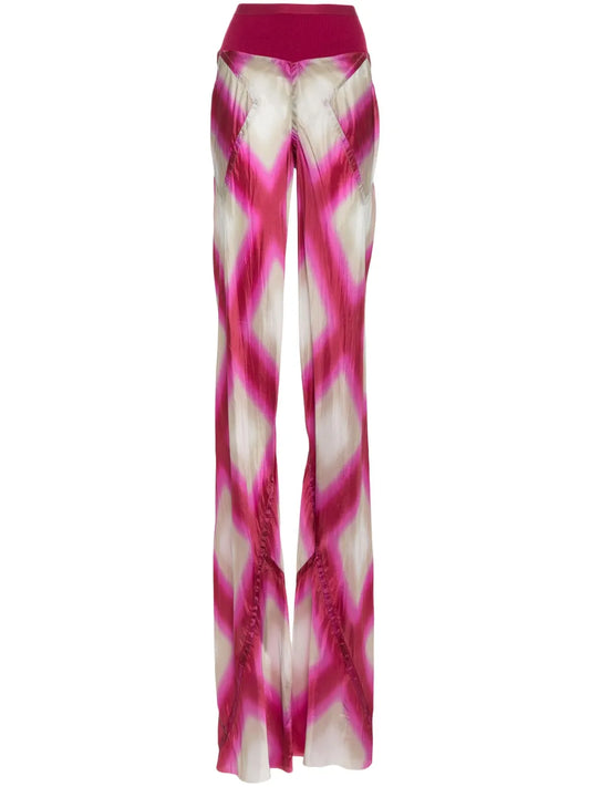 Abstract-Print Flared Trousers